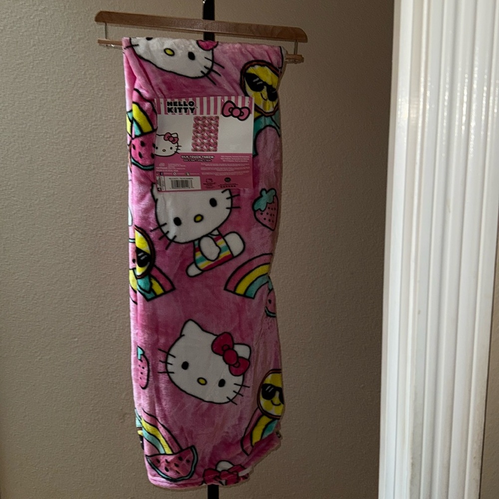 Hello Kitty 50x70" Silk Touch Plush Throw Blanket Multi-color Tie Dye Rainbow